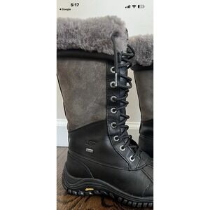 UGG Adirondack 2 Tall Snow Boot  Leather & Suede Waterproof US 7 black gray